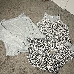 three piece lounge pajama matching set